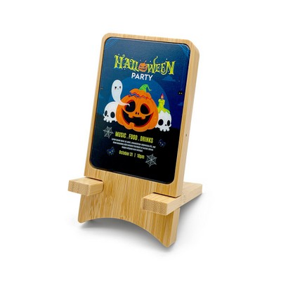 15W Bamboo Wireless Charger With Light Up Full-color Logo